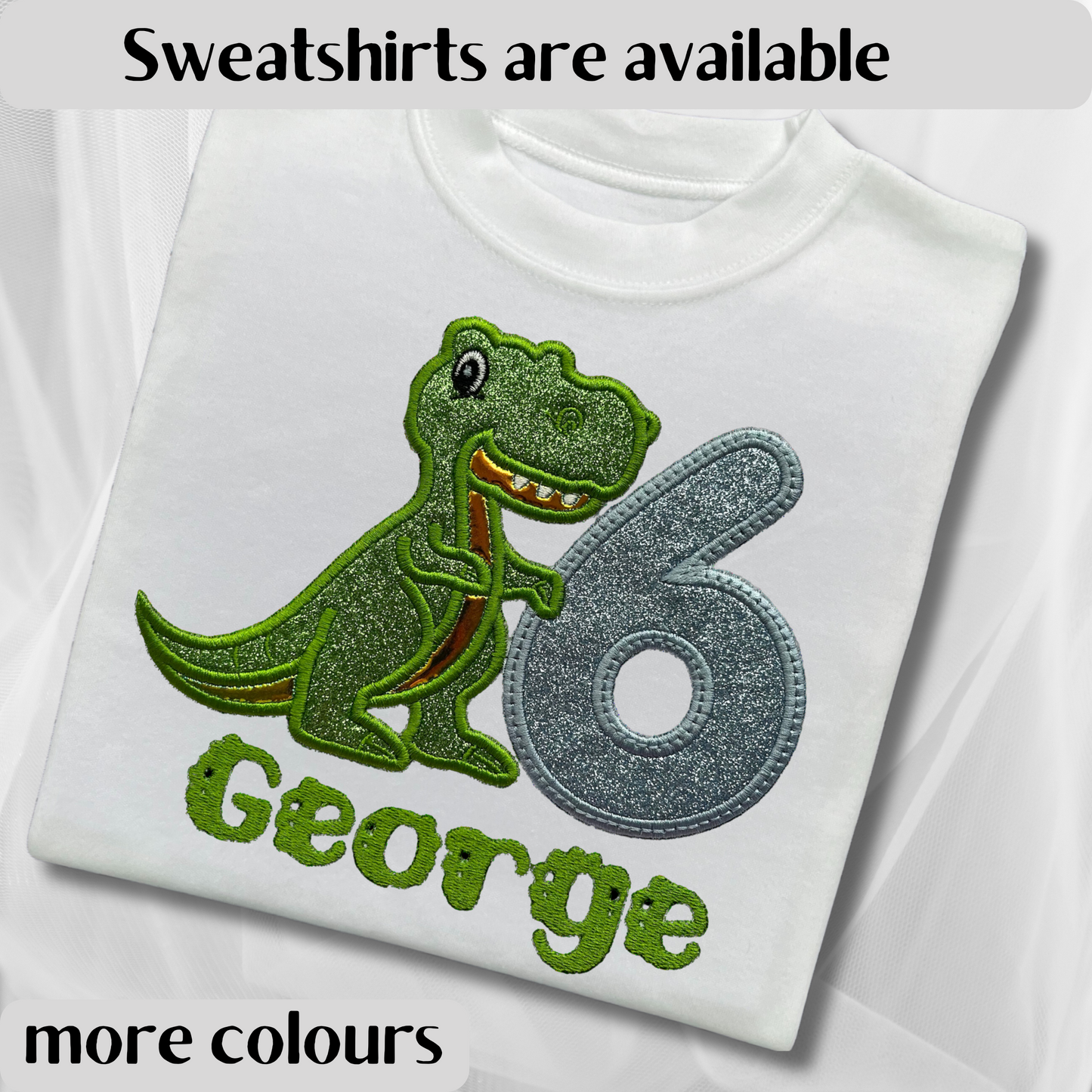 Personalised Embroidered Children's Birthday Top: Dinosaur Design
