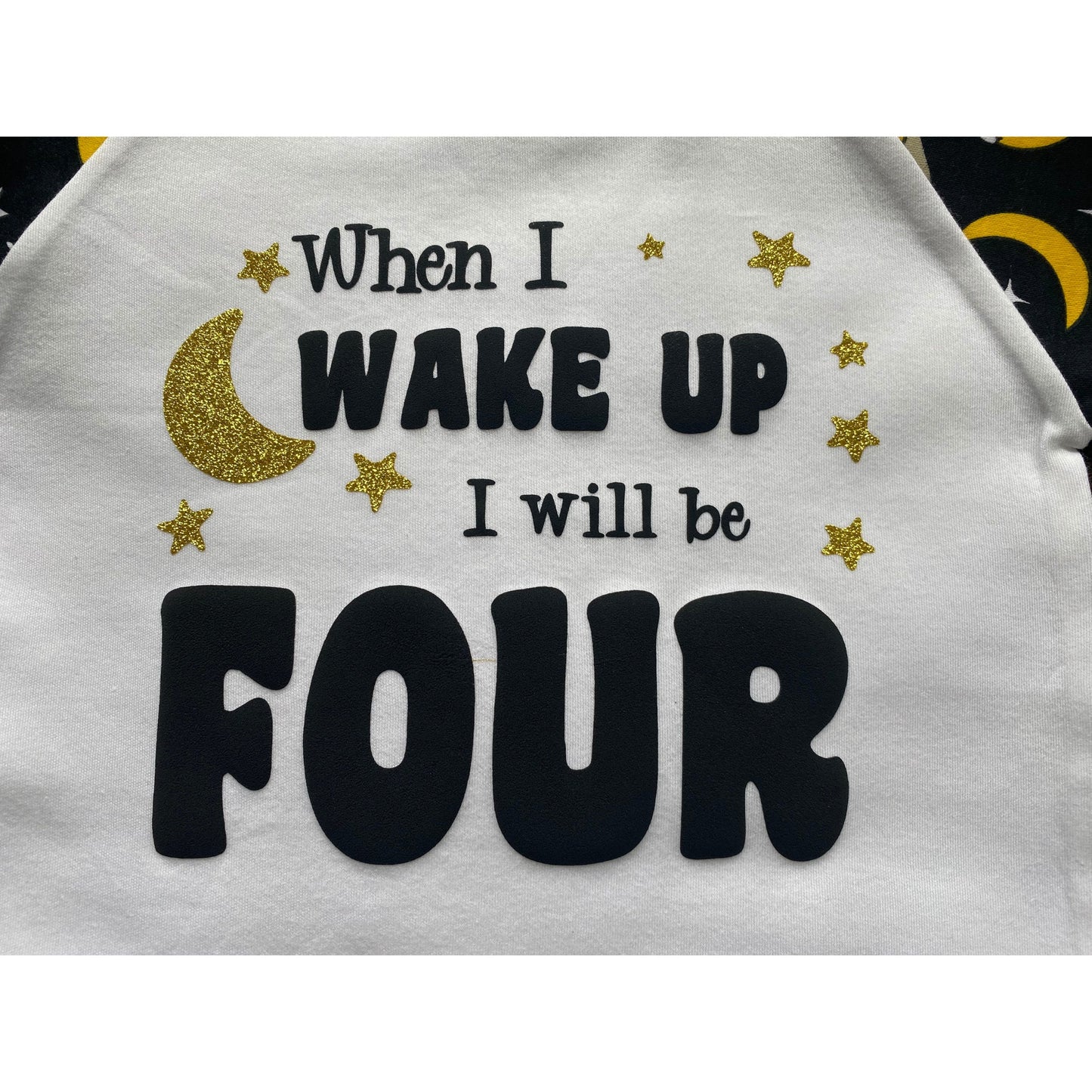 Childrens Birthday Pyjamas. Space Design With the Words 'When I Wake Up I'll Be .....'. Super Cute for the Night Before Their Big Day.