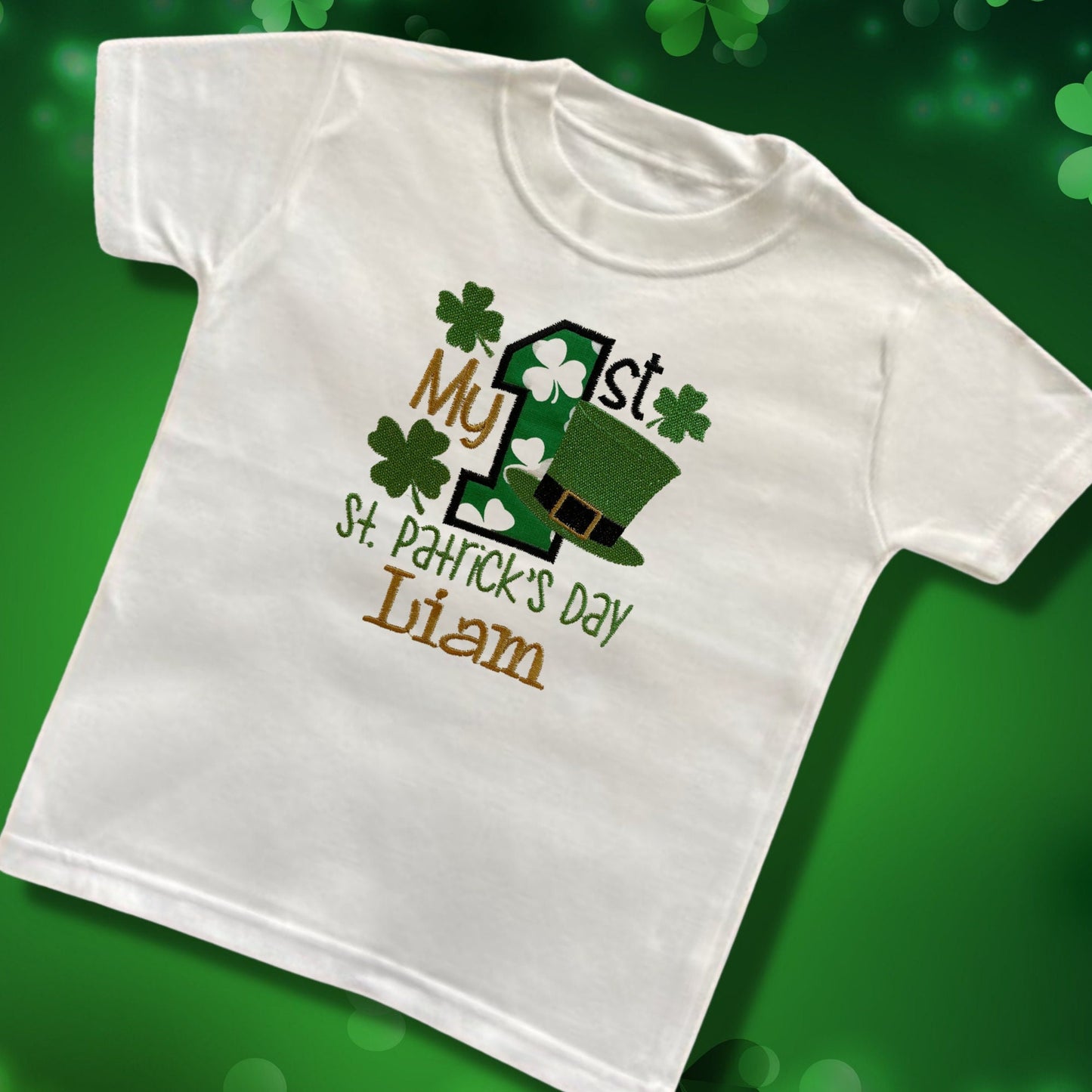 Personalised Embroidered 'My 1st St Patrick's Day' Romper or Top. Cute Design Personalised with Name. Perfect for Celebrations