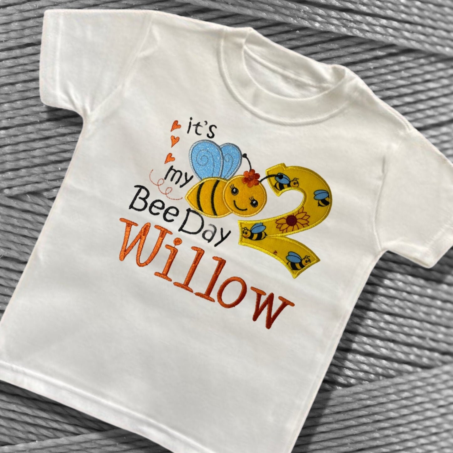 Personalised Embroidered Children's Birthday Top. 'It's my Bee Day' Cute Bee Design Personalised with Age and Name Perfect Birthday Outfit