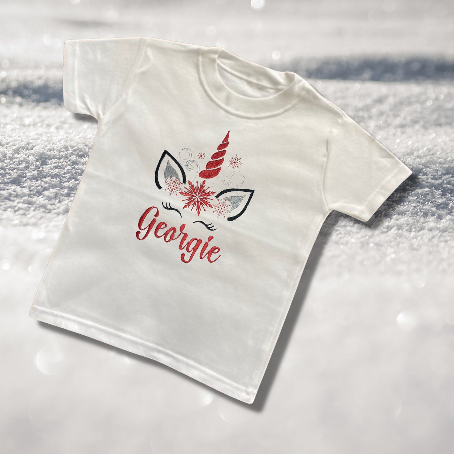 Personalised Embroidered Childrens Christmas Top. Cute Design Personalised with Name. Perfect for the Christmas Season. Choice of Garment