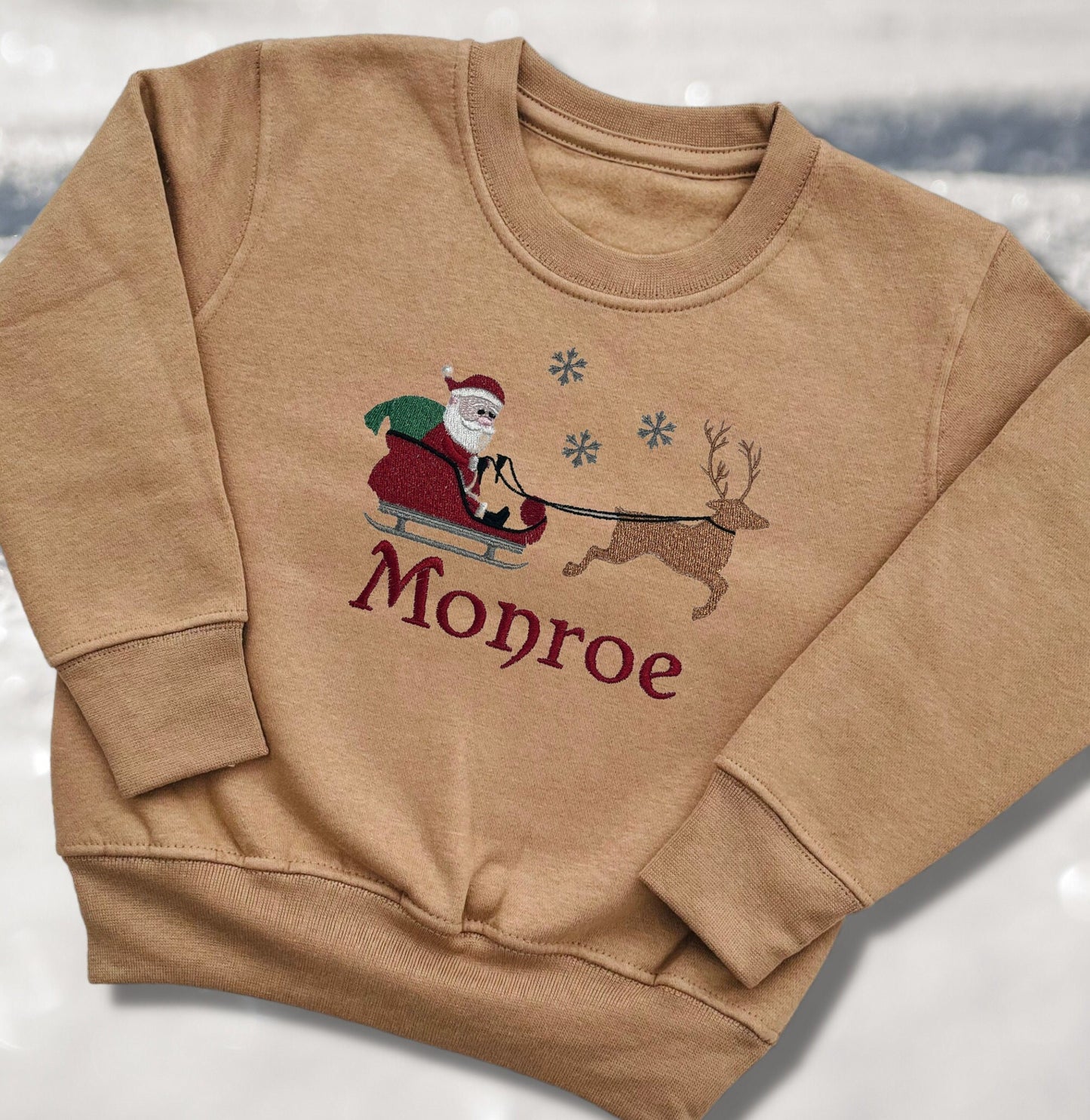 Personalised Embroidered Childrens Christmas Top. Cute Design Personalised with Name. Perfect for the Christmas Season. Choice of Garment