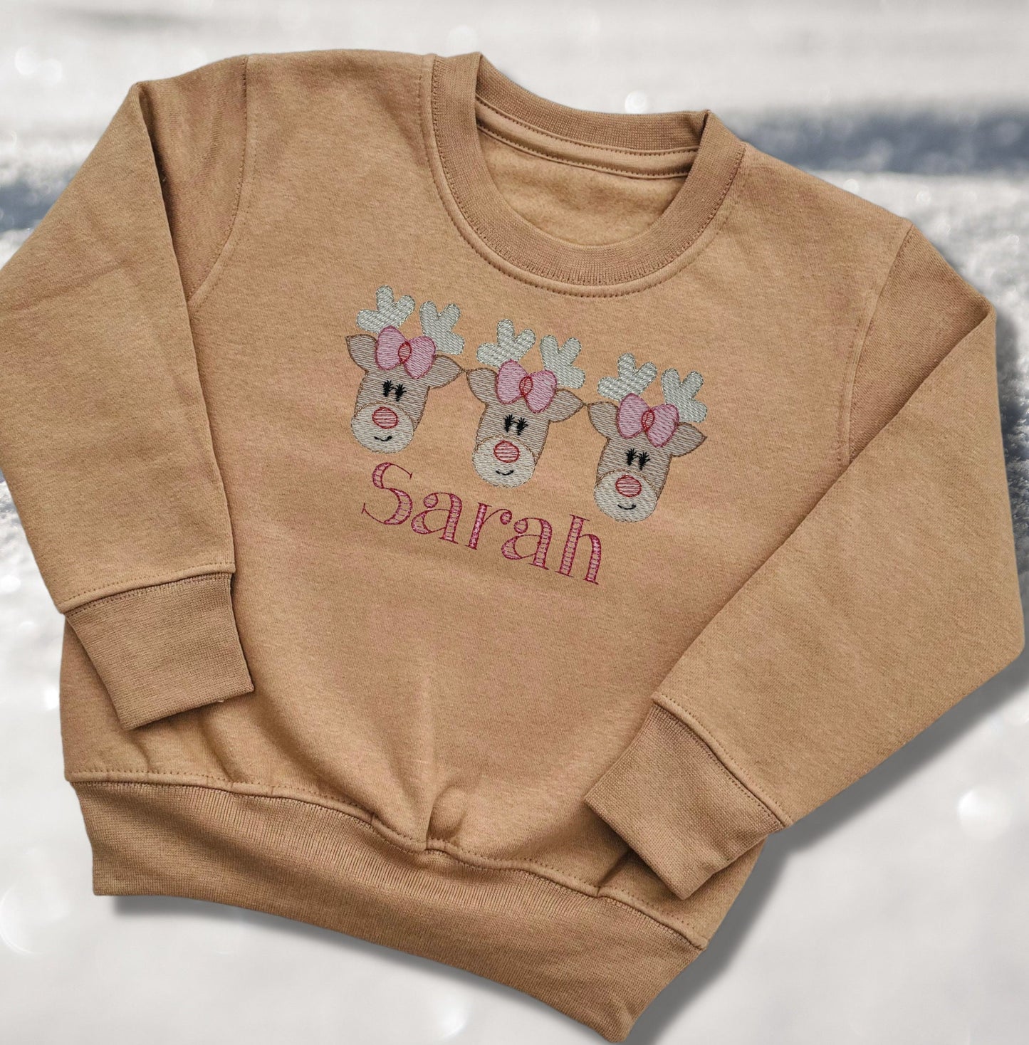 Personalised Embroidered Childrens Christmas Top. Cute Design Personalised with Name. Perfect for the Christmas Season. Choice of Garment