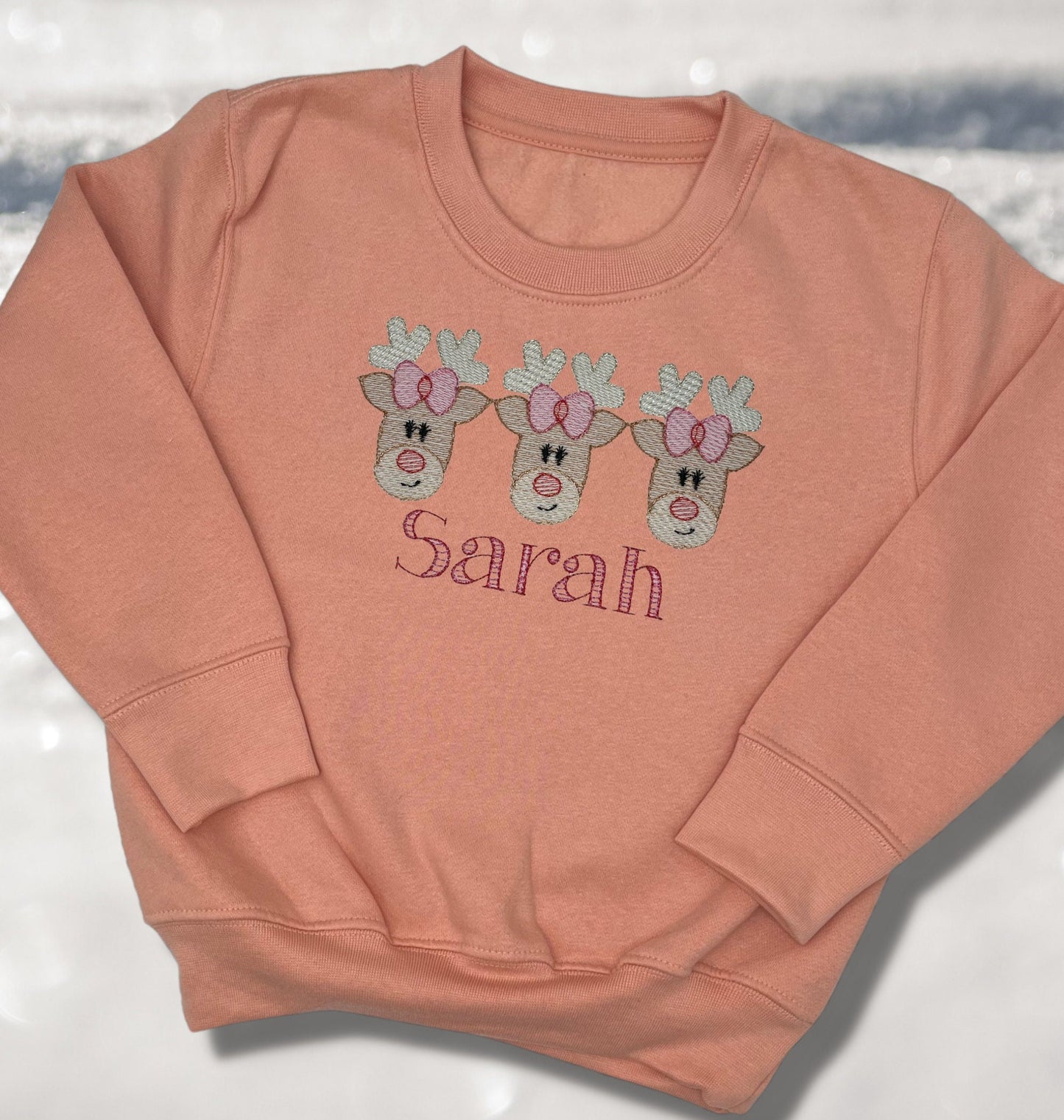 Personalised Embroidered Childrens Christmas Top. Cute Design Personalised with Name. Perfect for the Christmas Season. Choice of Garment