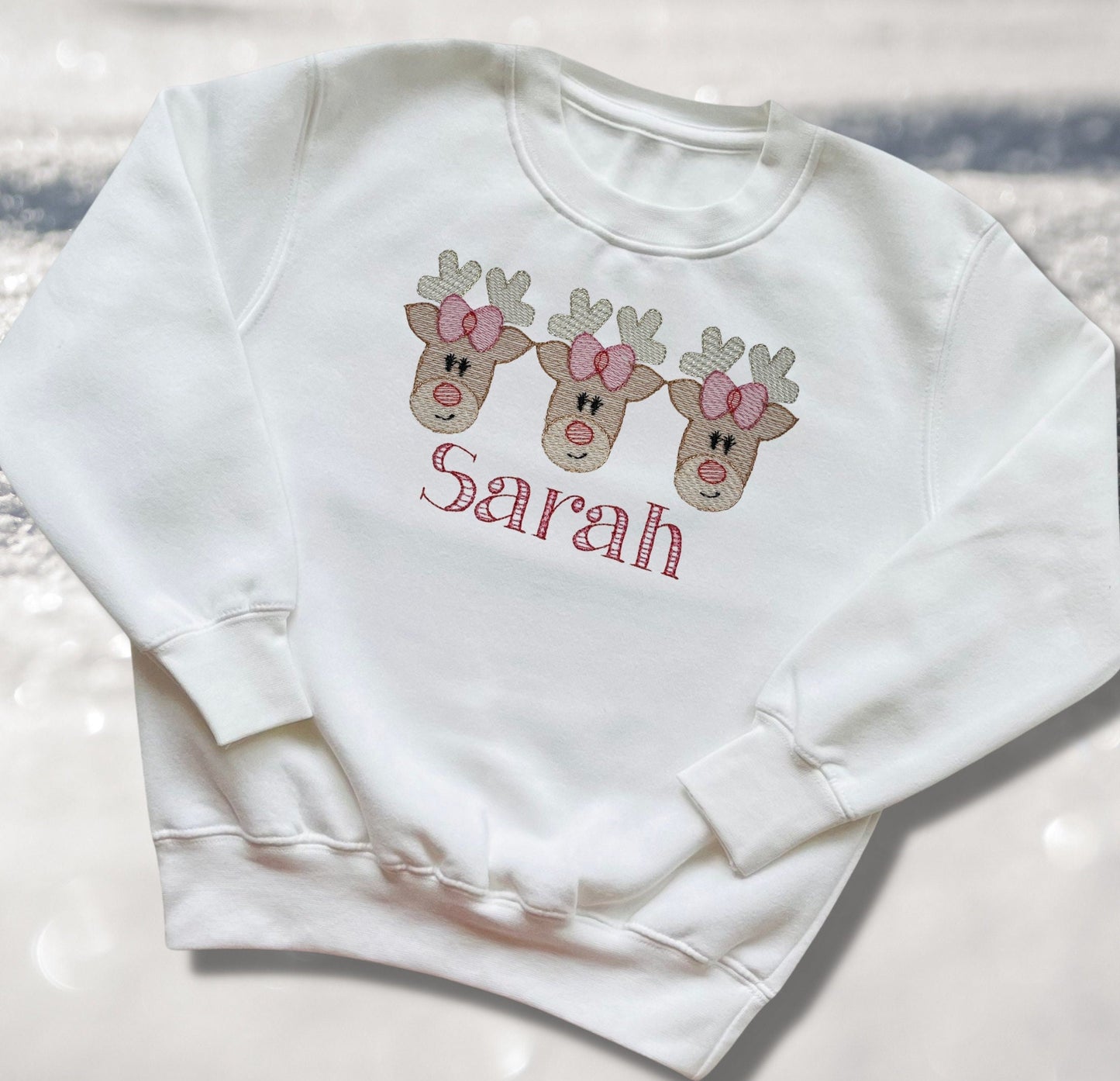 Personalised Embroidered Childrens Christmas Top. Cute Design Personalised with Name. Perfect for the Christmas Season. Choice of Garment
