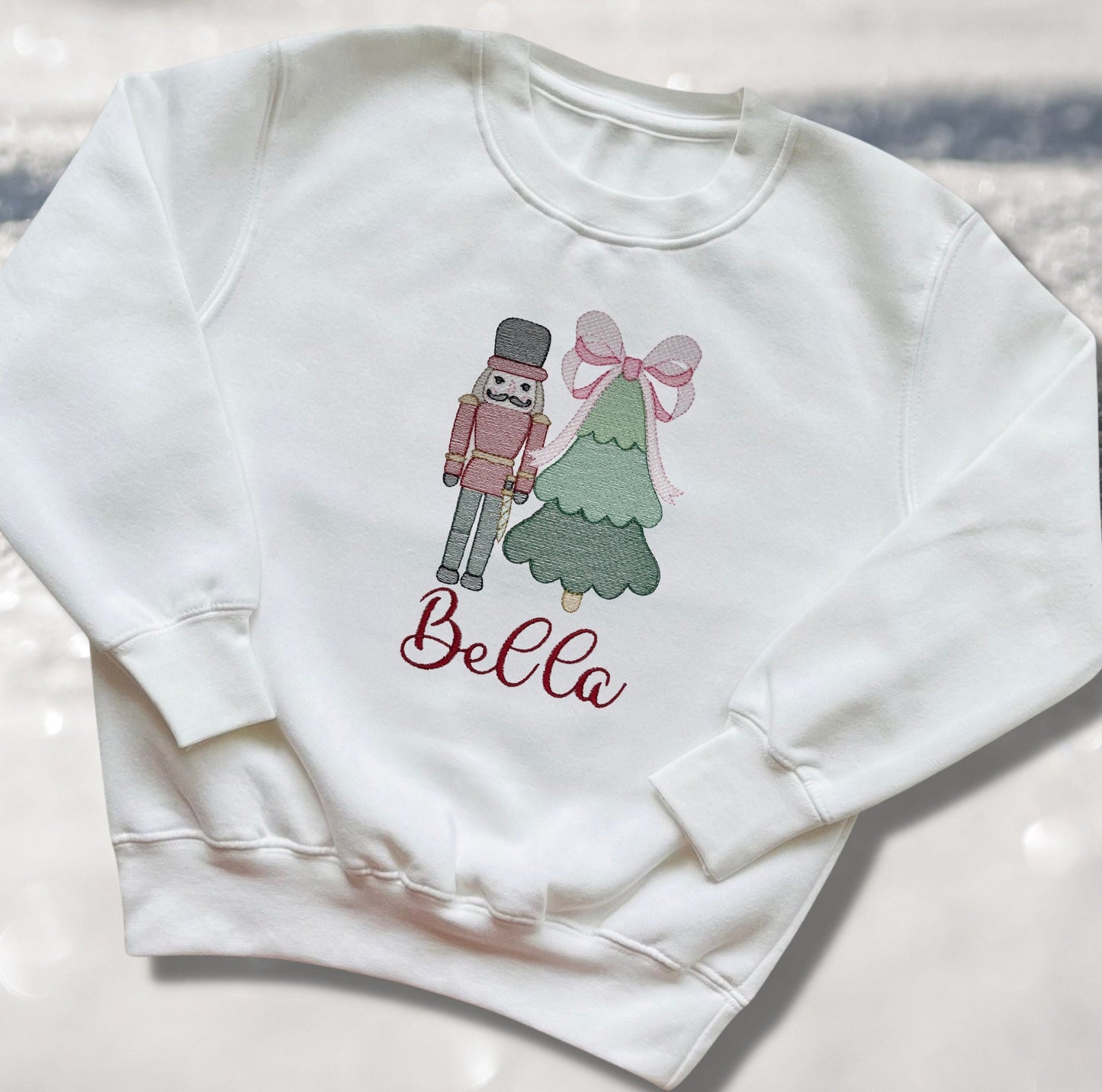 Personalised Embroidered Childrens Christmas Top. Cute Design Personalised with Name. Perfect for the Christmas Season. Choice of Garment