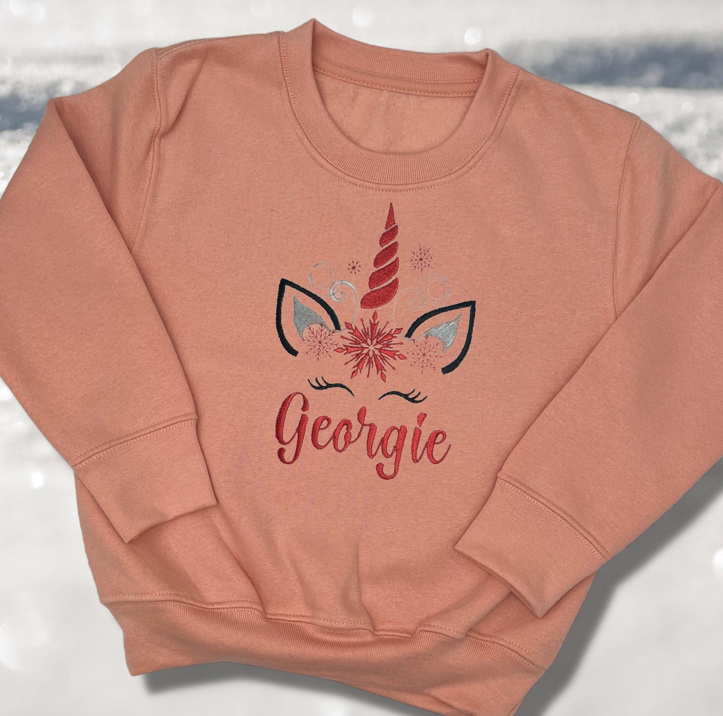 Personalised Embroidered Childrens Christmas Top. Cute Design Personalised with Name. Perfect for the Christmas Season. Choice of Garment