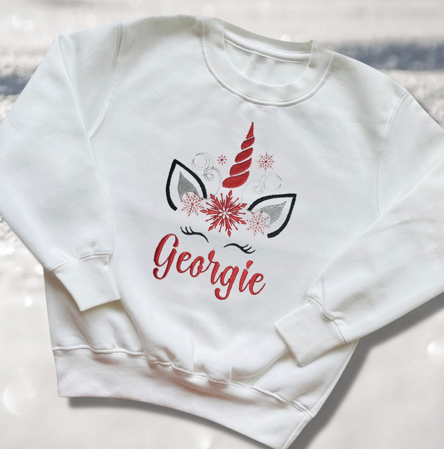 Personalised Embroidered Childrens Christmas Top. Cute Design Personalised with Name. Perfect for the Christmas Season. Choice of Garment