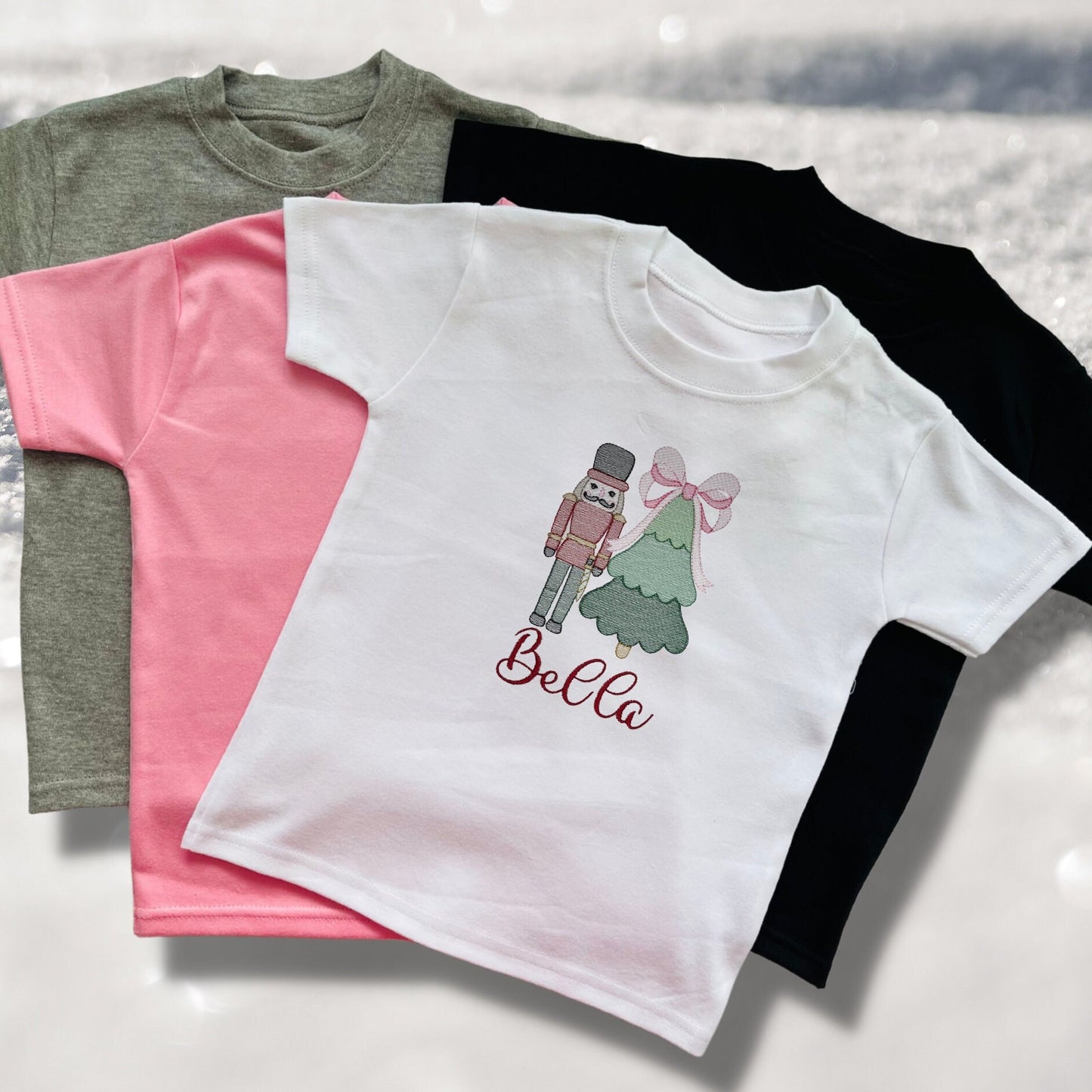 Personalised Embroidered Childrens Christmas Top. Cute Design Personalised with Name. Perfect for the Christmas Season. Choice of Garment