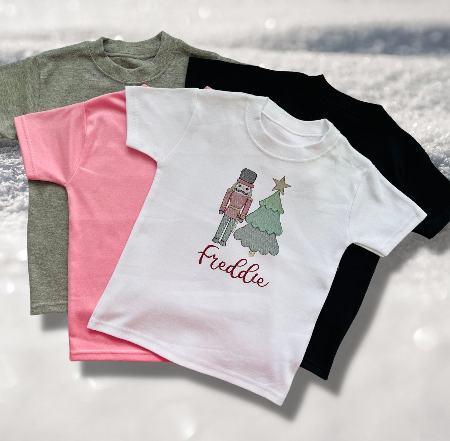 Personalised Embroidered Childrens Christmas Top. Cute Design Personalised with Name. Perfect for the Christmas Season. Choice of Garment
