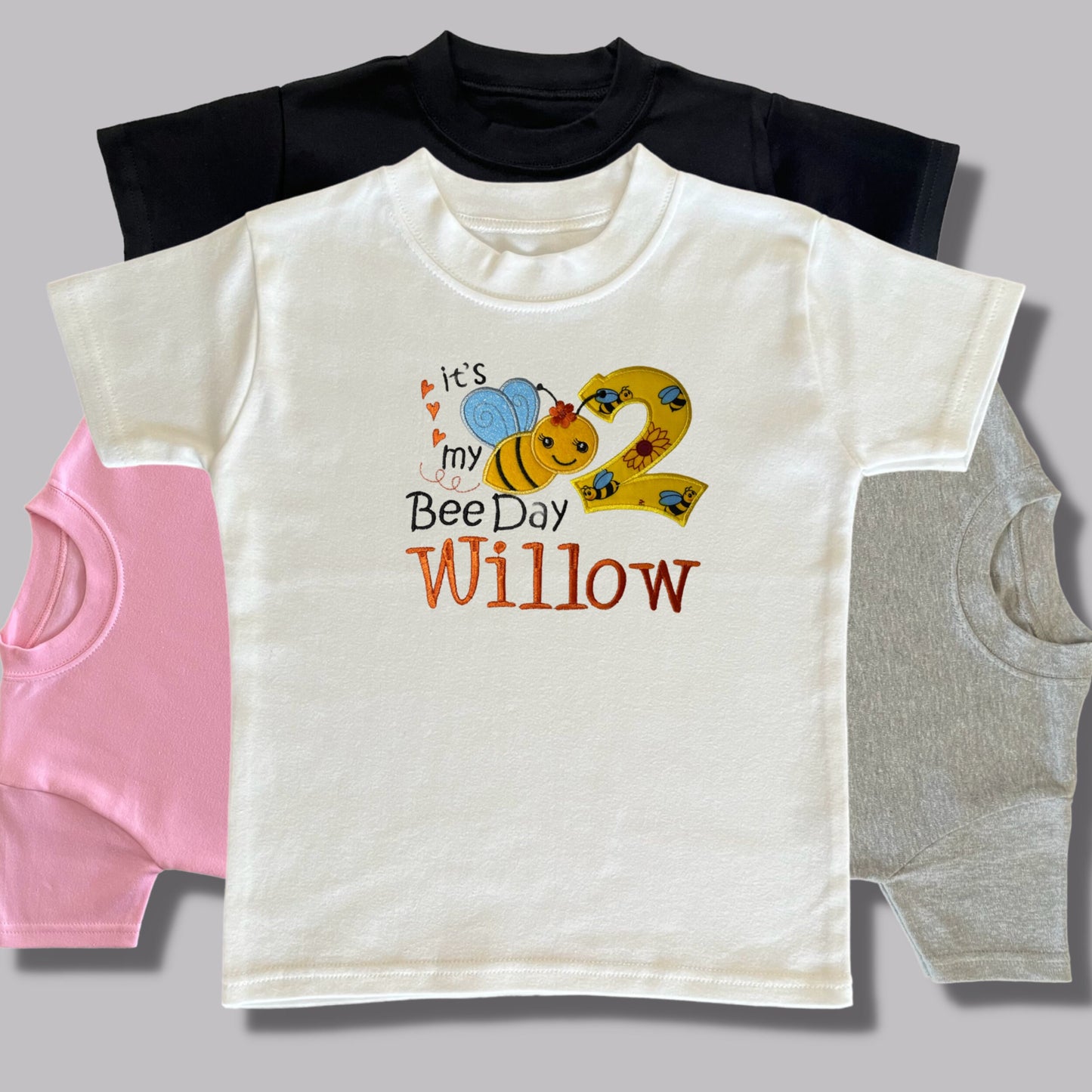 Personalised Embroidered Children's Birthday Top. 'It's my Bee Day' Cute Bee Design Personalised with Age and Name Perfect Birthday Outfit