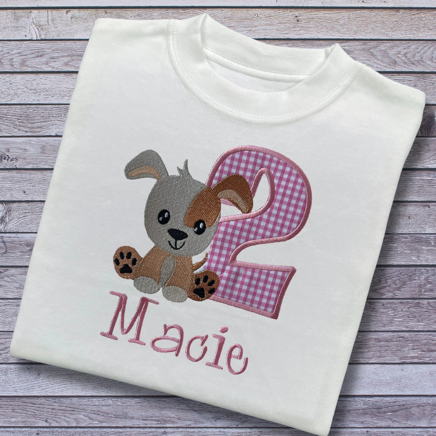 Personalised Embroidered Children's Birthday top: Dog Design