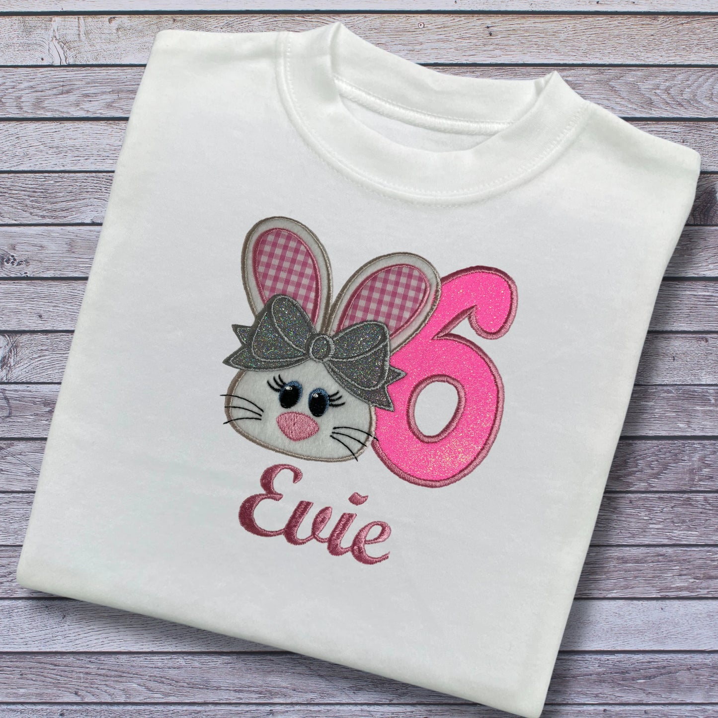 Personalised Embroidered Children's Birthday Top: Bunny Rabbit Design
