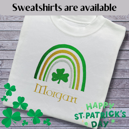 Personalised Embroidered Children's St Patrick's Day Rainbow Design