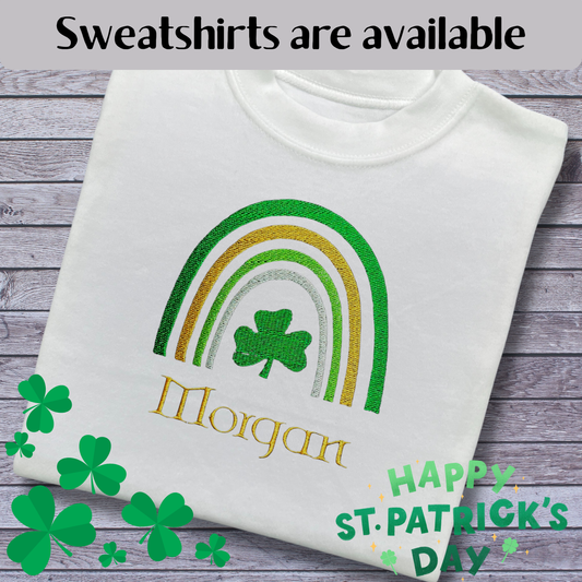 Personalised Embroidered Children's St Patrick's Day Top,  Rainbow Design