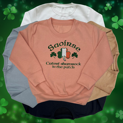 Personalised Embroidered Children's St Patrick's Day Irish Flag Shamrock Design