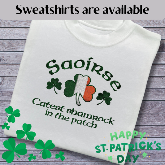Personalised Embroidered Children's St Patrick's Day Top,  Irish Flag Shamrock Design