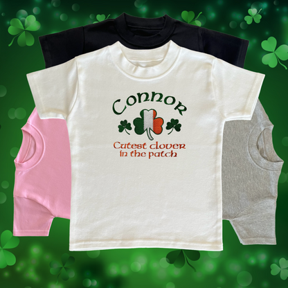 Personalised Embroidered Children's St Patrick's Day Irish Flag Shamrock Design