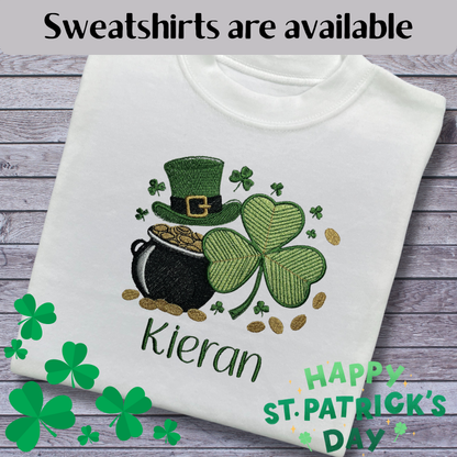 Personalised Embroidered Children's St Patrick's Day Pot of Gold Design