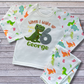 Childrens Personalised Birthday Pyjamas 'When I wake up I will be' Embroidered Colourful Dinosaur Design with Childs Name and Age