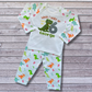 Childrens Personalised Birthday Pyjamas 'When I wake up I will be' Embroidered Colourful Dinosaur Design with Childs Name and Age