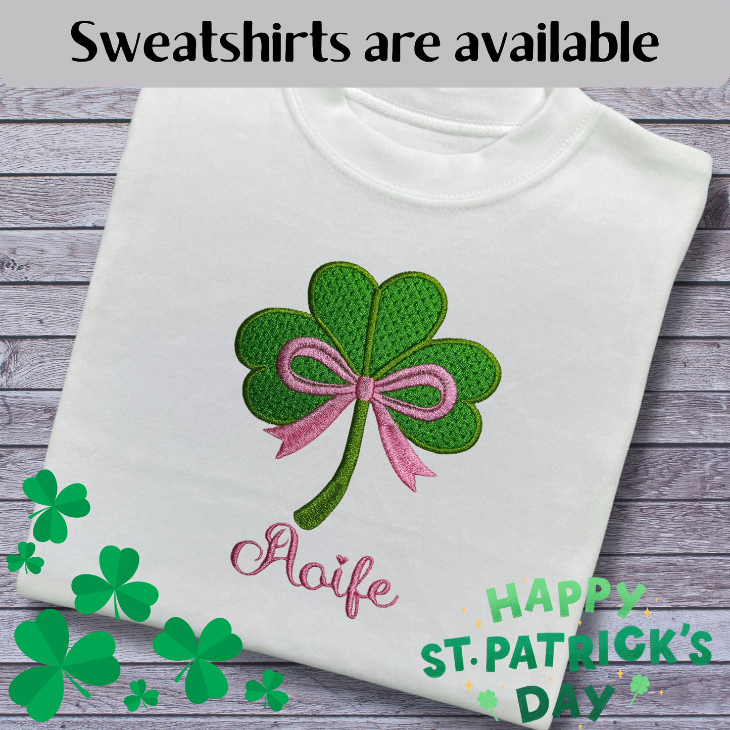 Personalised Embroidered St Patrick's Day Shirt, Shamrock Design