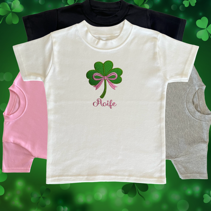 Personalised Embroidered Children's St Patrick's Day Shamrock Design