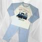 Childrens Personalised Embroidered Birthday Pyjamas 'When I wake up I will be' Embroidered Steam Train Design with the Childs Name and Age