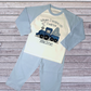 Childrens Personalised Embroidered Birthday Pyjamas 'When I wake up I will be' Embroidered Steam Train Design with the Childs Name and Age
