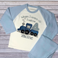 Childrens Personalised Embroidered Birthday Pyjamas 'When I wake up I will be' Embroidered Steam Train Design with the Childs Name and Age