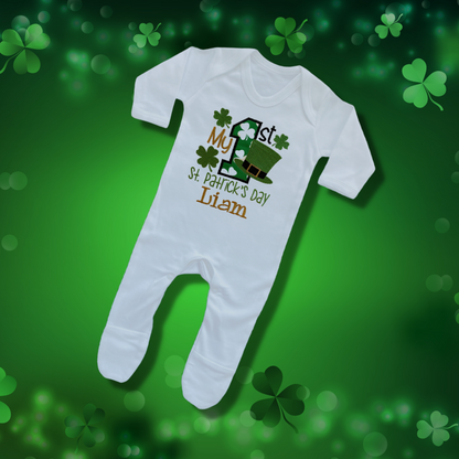 Personalised Embroidered Baby's 'My 1st St Patrick's Day'.
