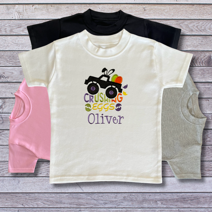 Personalised Embroidered Children's Easter Monster Truck Design