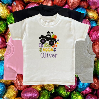 Personalised Embroidered Children's Easter Monster Truck Design