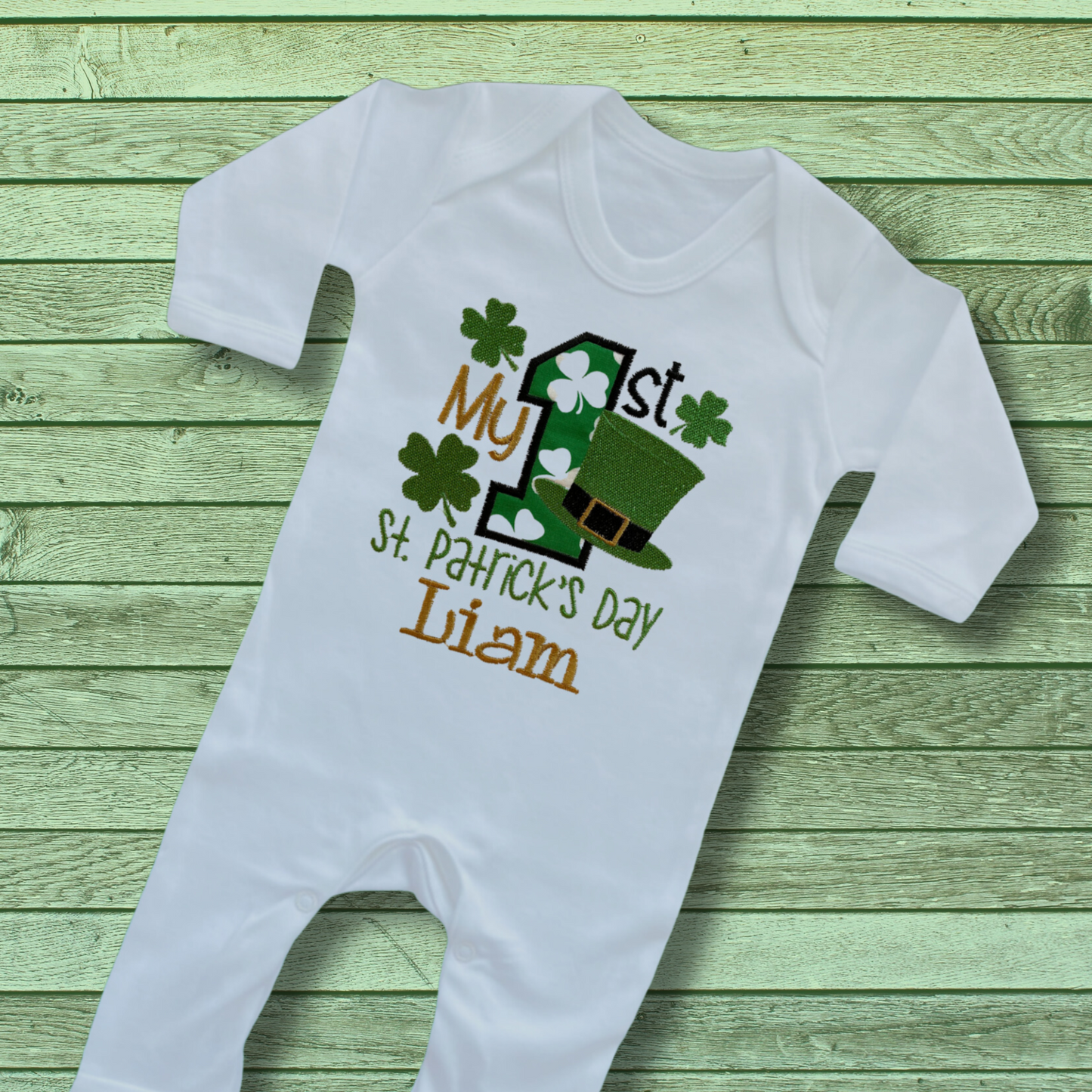 Personalised Embroidered Baby's 'My 1st St Patrick's Day' Romper or Top