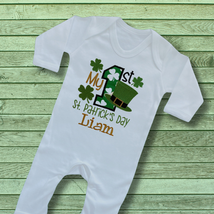 Personalised Embroidered Baby's 'My 1st St Patrick's Day'.