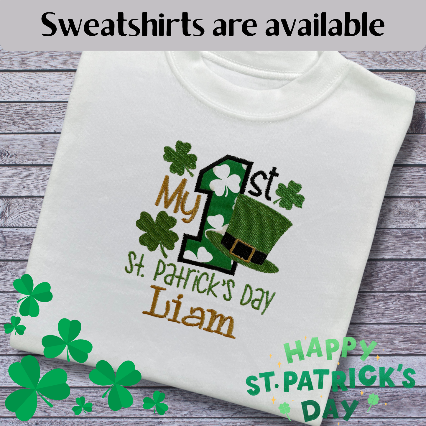Personalised Embroidered Baby's 'My 1st St Patrick's Day' Romper or Top