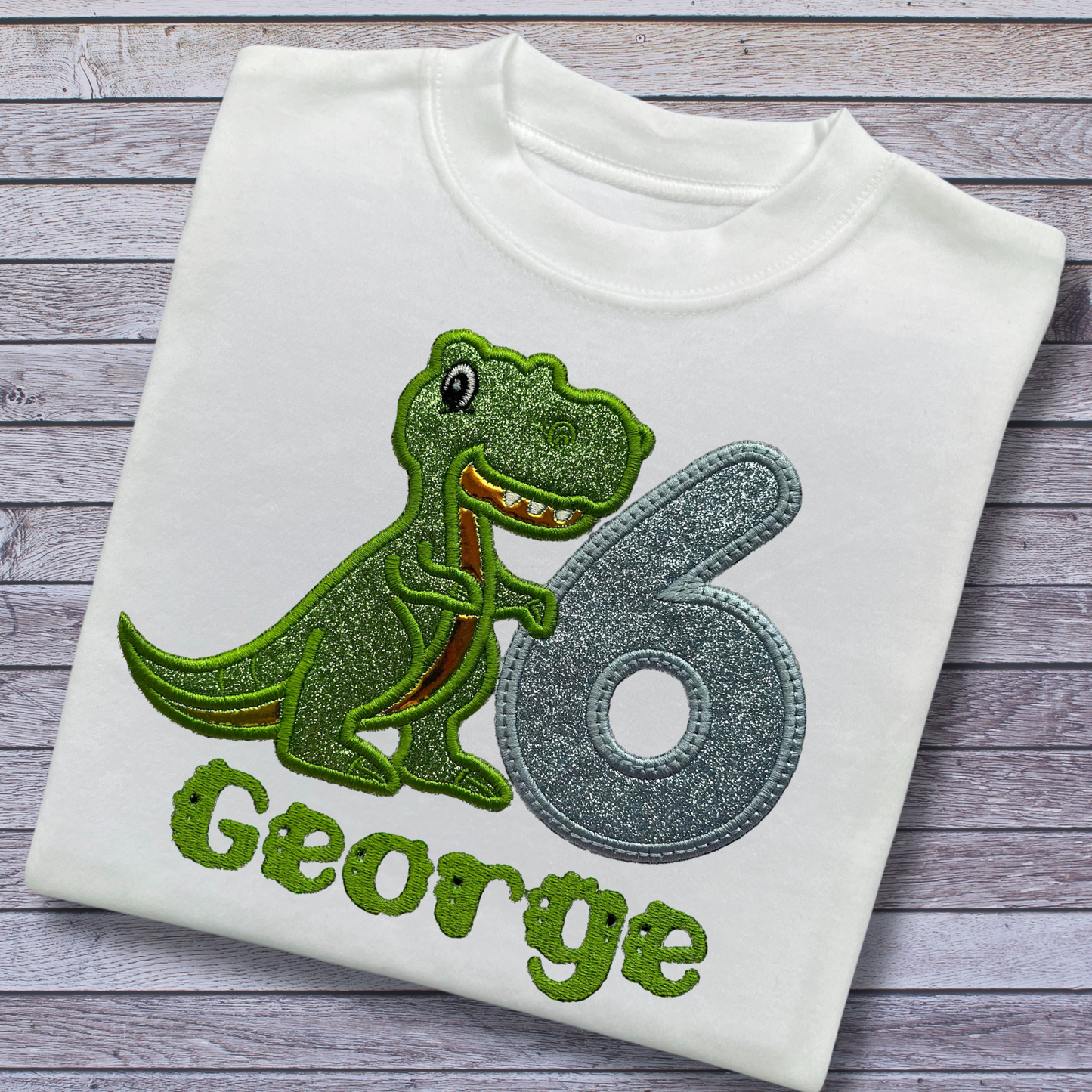 Personalised Embroidered Dinosaur Birthday T-Shirts and Sweatshirts