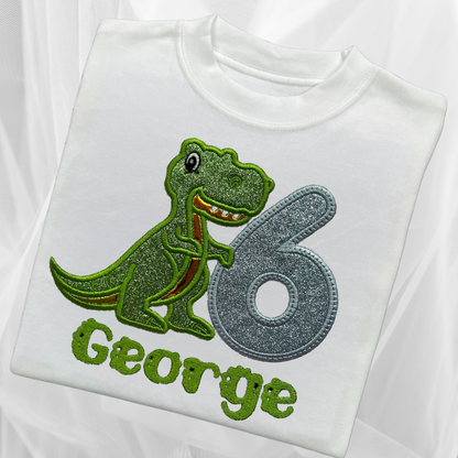 Personalised Embroidered Children's Birthday Top: Dinosaur Design