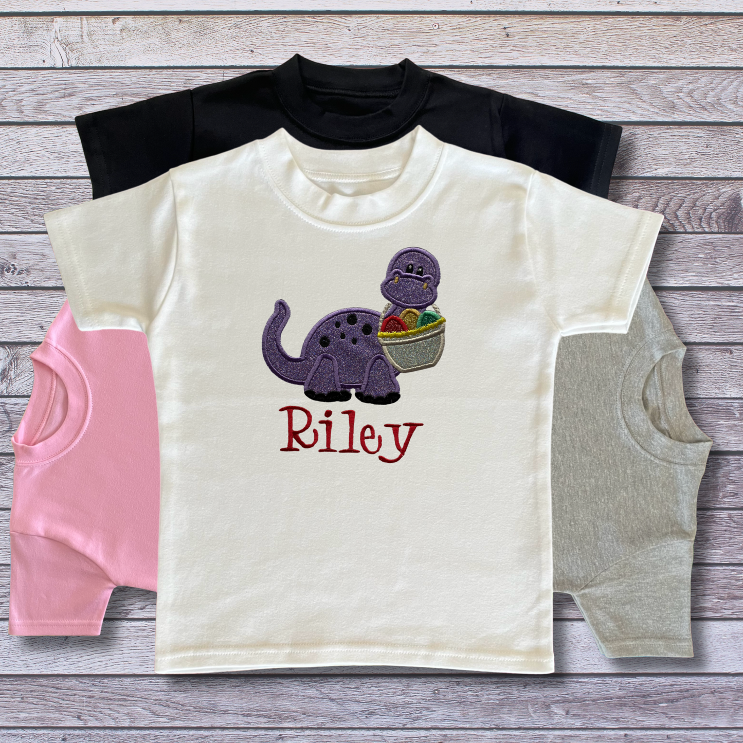 Personalised Embroidered Children's Easter Dinosaur Design