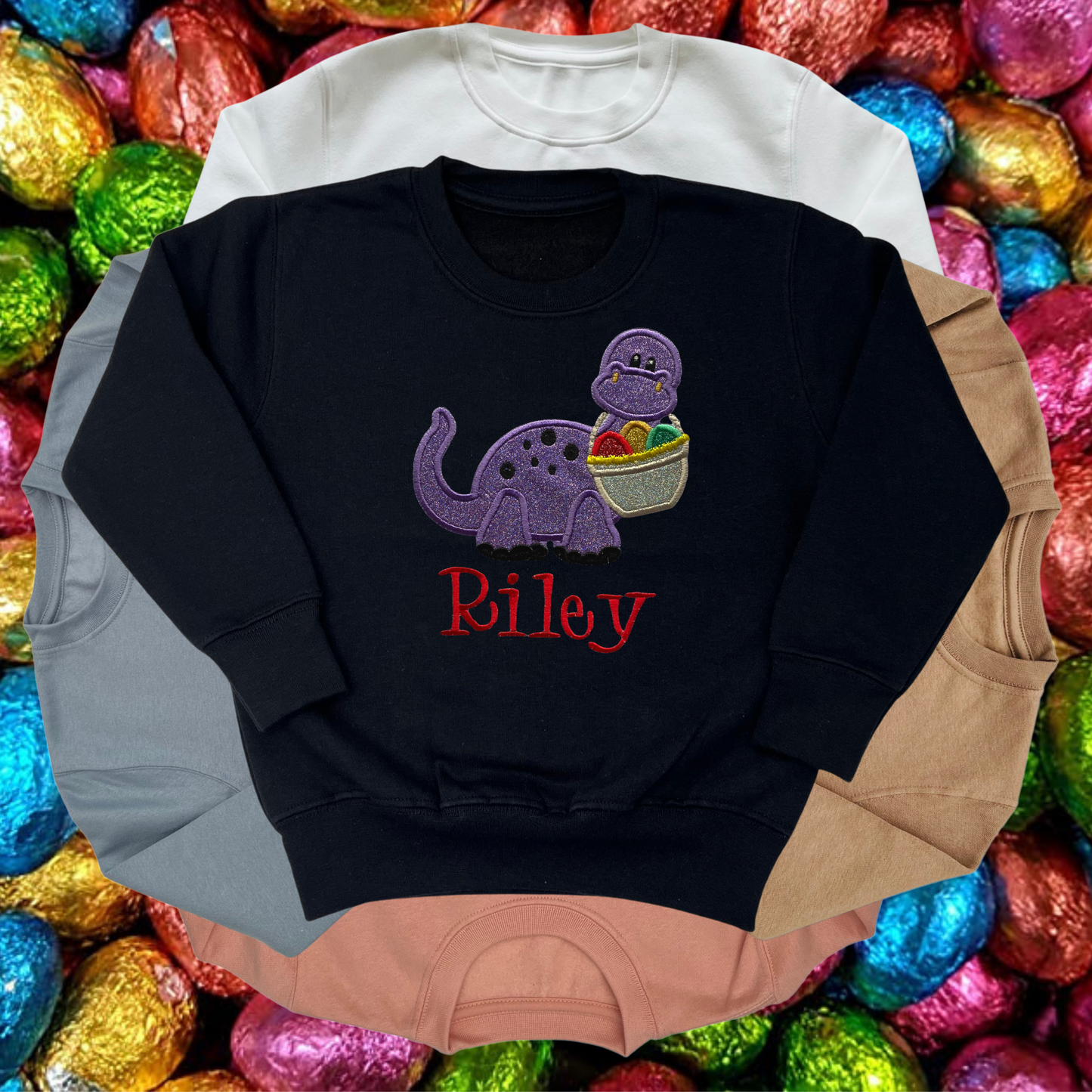 Personalised Embroidered Children's Easter Dinosaur Design
