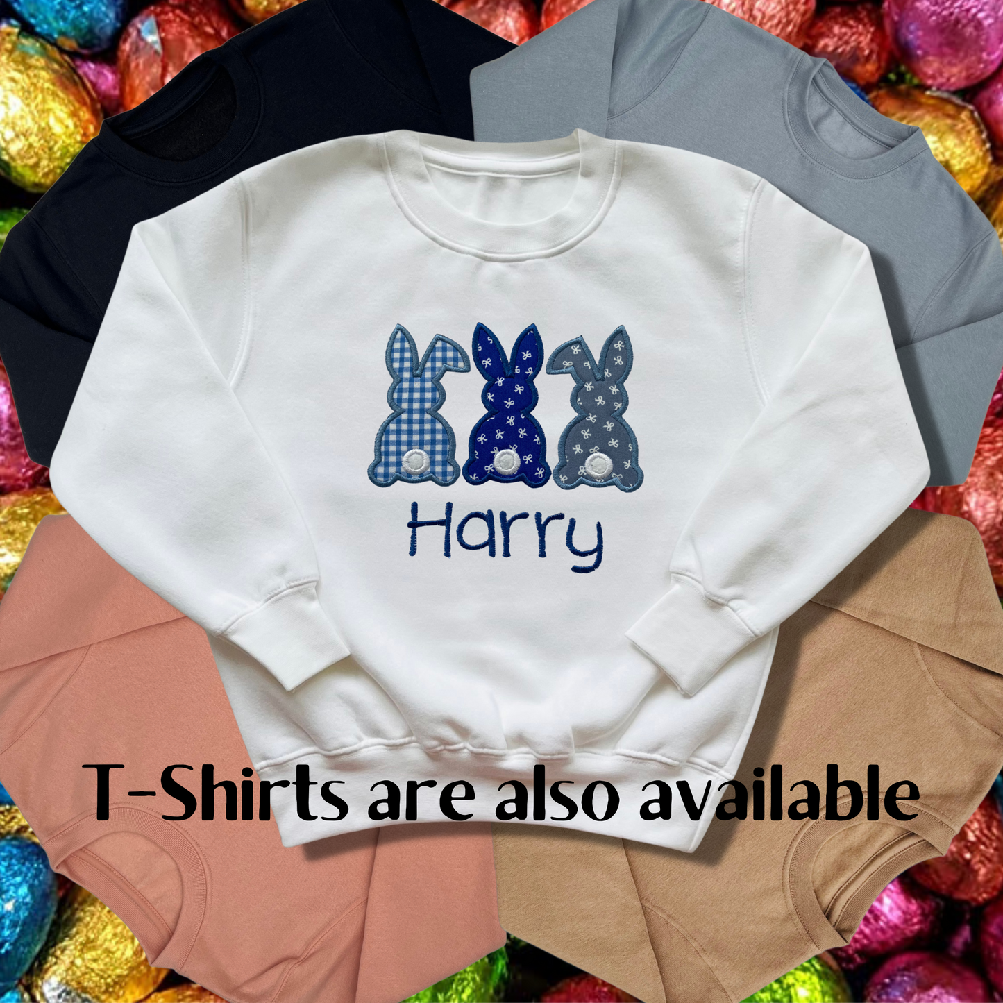 Personalised Embroidered Children's Easter Cute Bunny Design