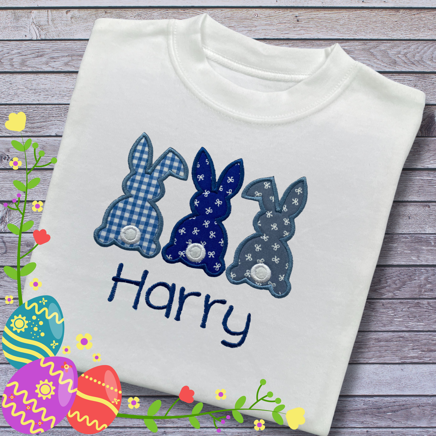 Personalised Embroidered Children's Easter Cute Bunny Design