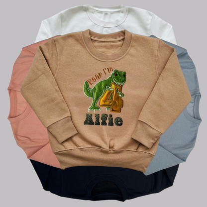 Personalised Embroidered Children's Birthday top: Dinosaur Design