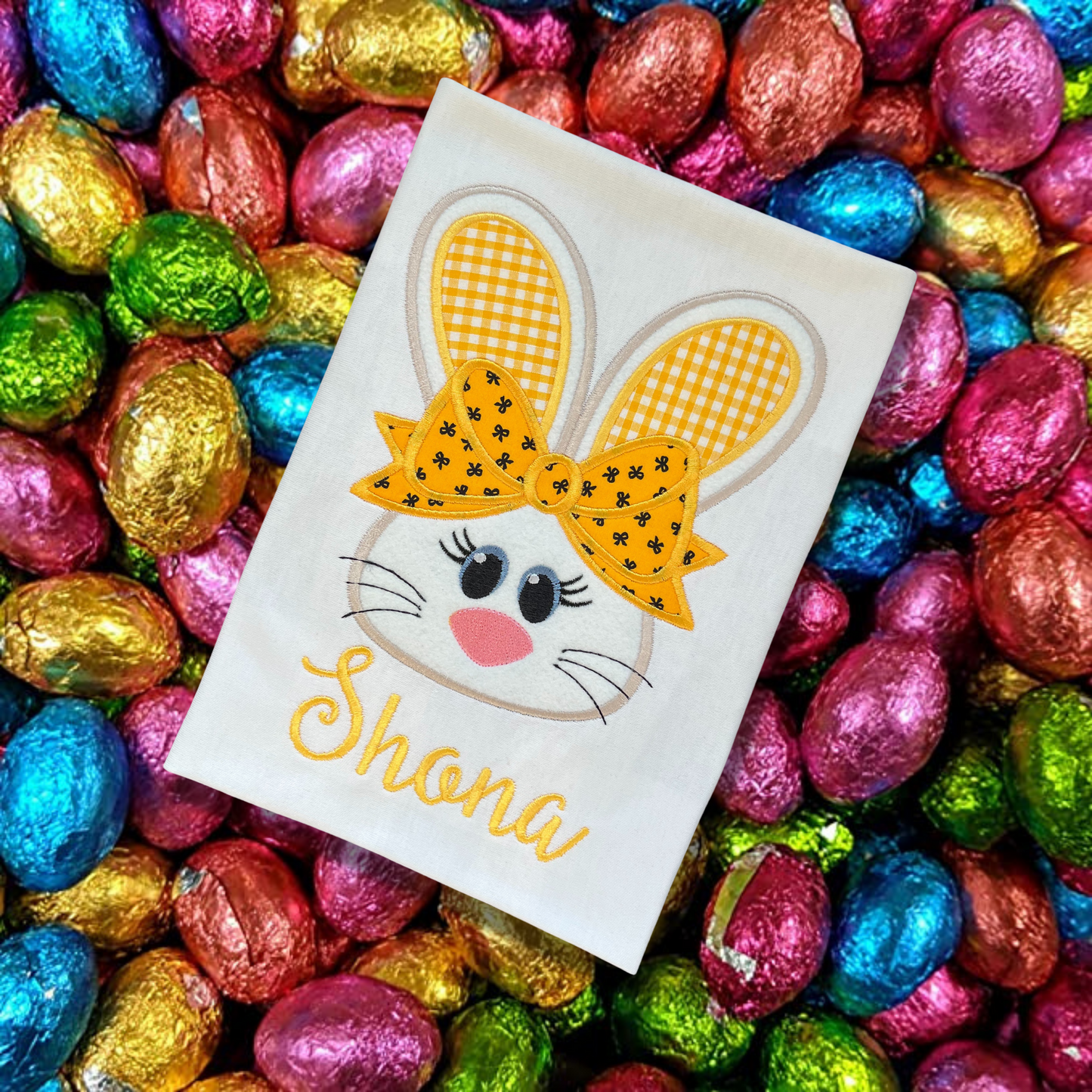 Personalised Embroidered Children's Easter Bunny Face Design
