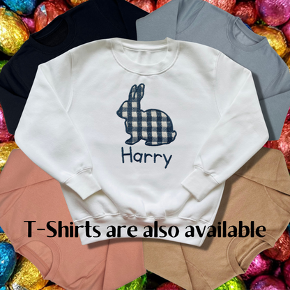 Personalised Embroidered Children's Easter Gingham Bunny Design