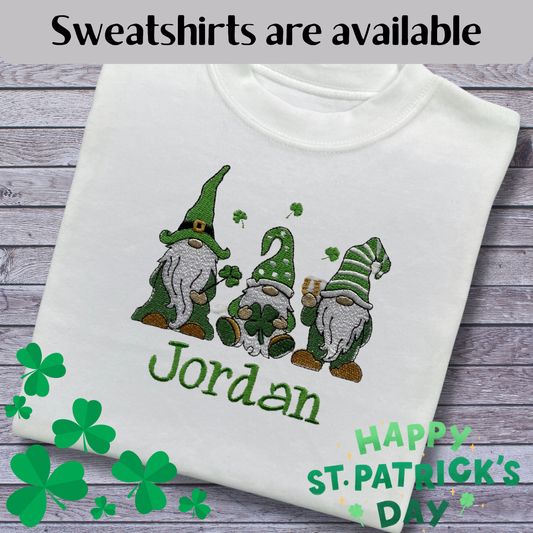 Personalised Embroidered Children's St Patrick's Day Top,  Gnome Design