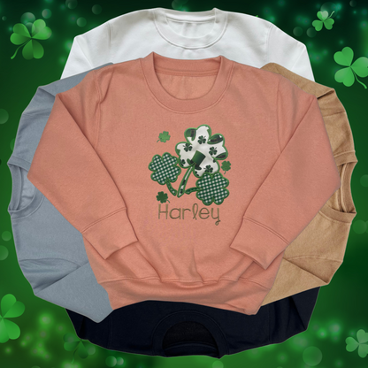 Personalised Embroidered Children's St Patrick's Day Shamrocks Design