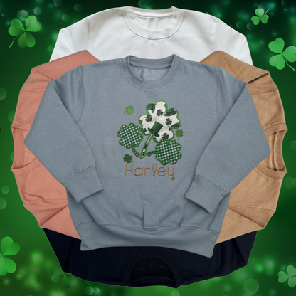 Personalised Embroidered Children's St Patrick's Day Shamrocks Design
