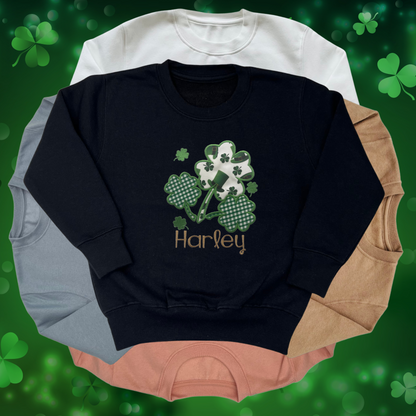 Personalised Embroidered Children's St Patrick's Day Shamrocks Design