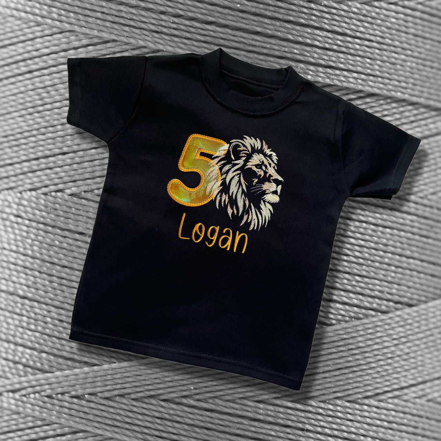 Personalised Embroidered Children's Birthday Top: Lion Design